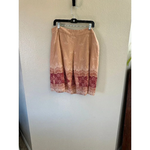 Merona‎ Women's Tan Floral Skirt, tan floral skirt, floral skirt, midi skirt - Picture 1 of 6